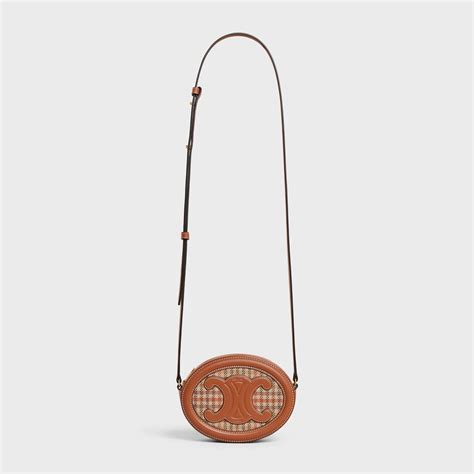 crossbody oval purse cuir triomphe in textile and calfskin|triomphe celine bag.